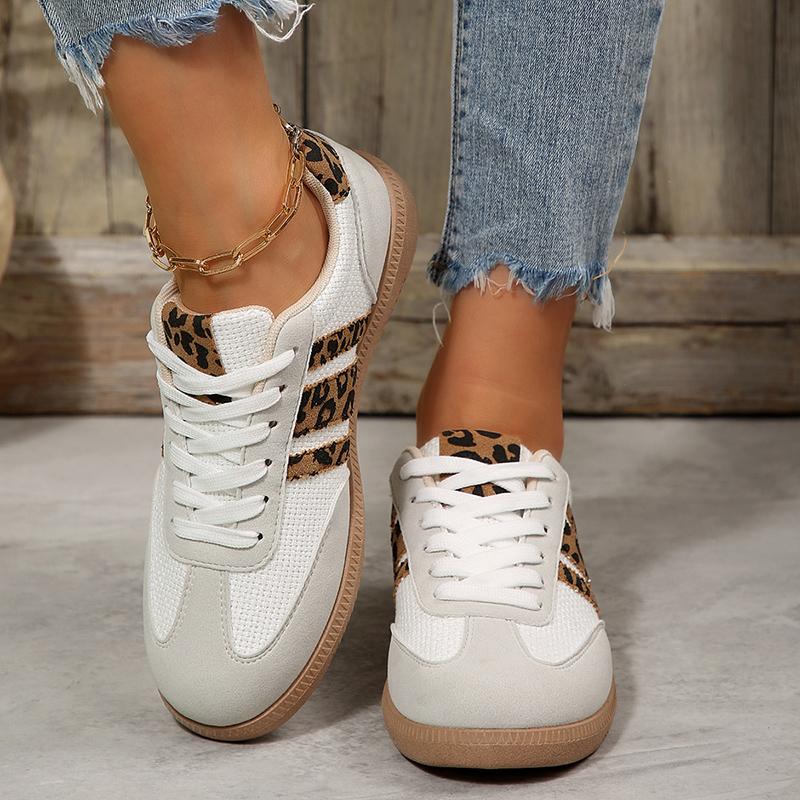 Plus Size 42 Leopard Print Flat Shoes Women Comfortable Breathable Flat Heels Sneakers Woman Non Slip Soft Sole Sports Shoes