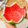 Fruit Plate And Fruit Fork Set Ceramic Watermelon Bowl with Stainless Steel Fork Multipurpose Kitchenware for Fruit Dessert Snacks
