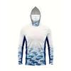 Mens Long Sleeve UV Protection Fishing Shirt With Hood Face Cover Quick Dry Breathable Outdoor Wear