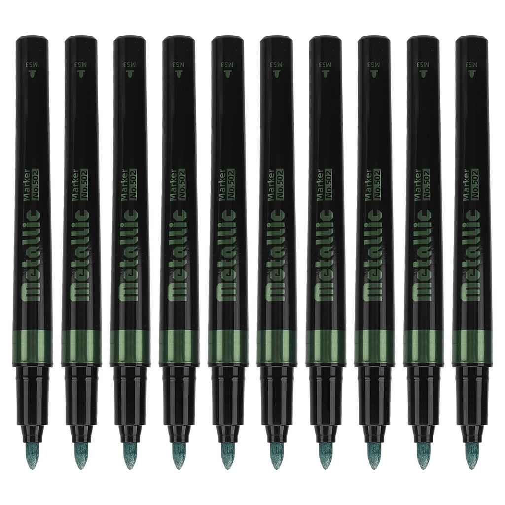 10PCS Metallic Marker Pens Emerald Marker Pens for Graffiti Wood Painted Ceramics Glass Fluid Spread Graffiti Marker Pen