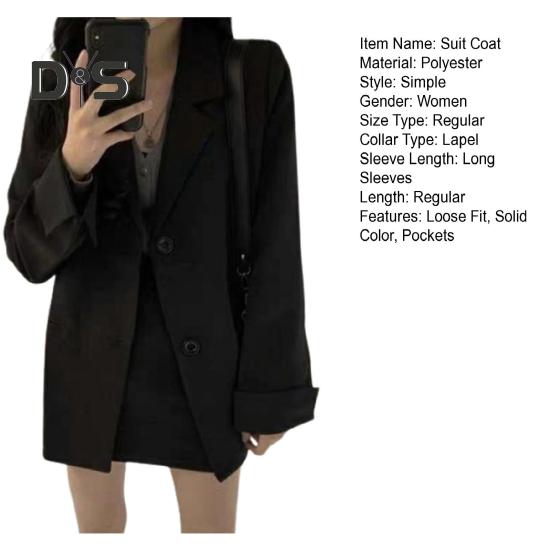 Dámský oblek Kabát Klopa Dlouhý rukáv Jednoprsový oblek Bunda Kapsy Design Jednobarevný Volný střih Business Outwear