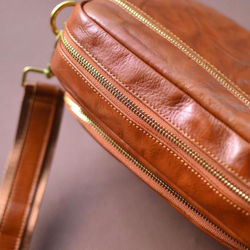 Men's Genuine Leather Crossbody Shoulder Bag, Retro Korean Style, Versatile for Women, New Trend.