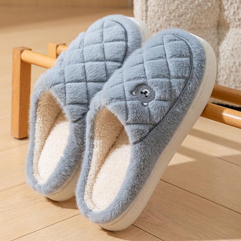Baotou cotton slippers women's warm cotton shoes winter new home fleece non-slip cotton drag couple hair slippers tide