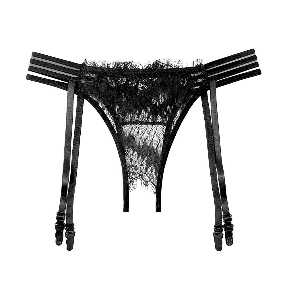 Sexy Black Silk Suspenders Integrated Lace Crotch Pants Mood Ultra-thin Knee White Stockings Uniform Temptation Garter