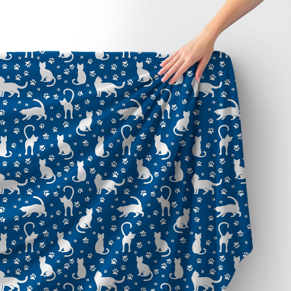 Royal Samt Stoff Polyester Zum Nähen - Motiv Katze Und Pfoten