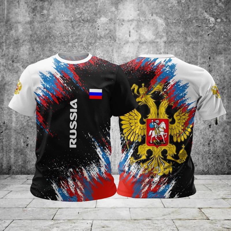Russia Eagle 3D T-shirt Russian Flag Printed Harajuku Streetwear Oversized T Shirt Men Summer Fashion Casual Cool Male Tops Tees