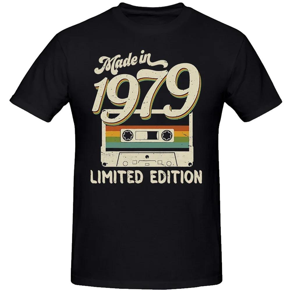 Made in 1979 Limited Edition 45th Birthday Cassette Tape T Shirts Summer Graphic  Streetwear Short Sleeve T-shirt Men