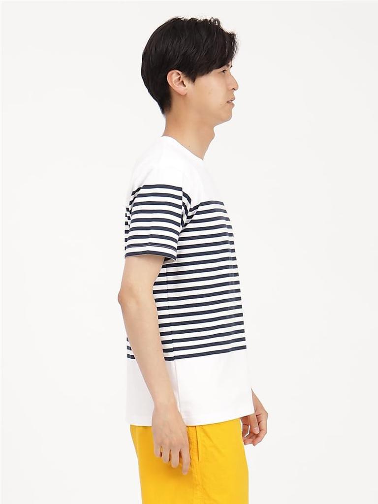 The North Face Short Sleeve Paneled Striped UV Size M Men's Tee, Quick-Drying, Protection, White,