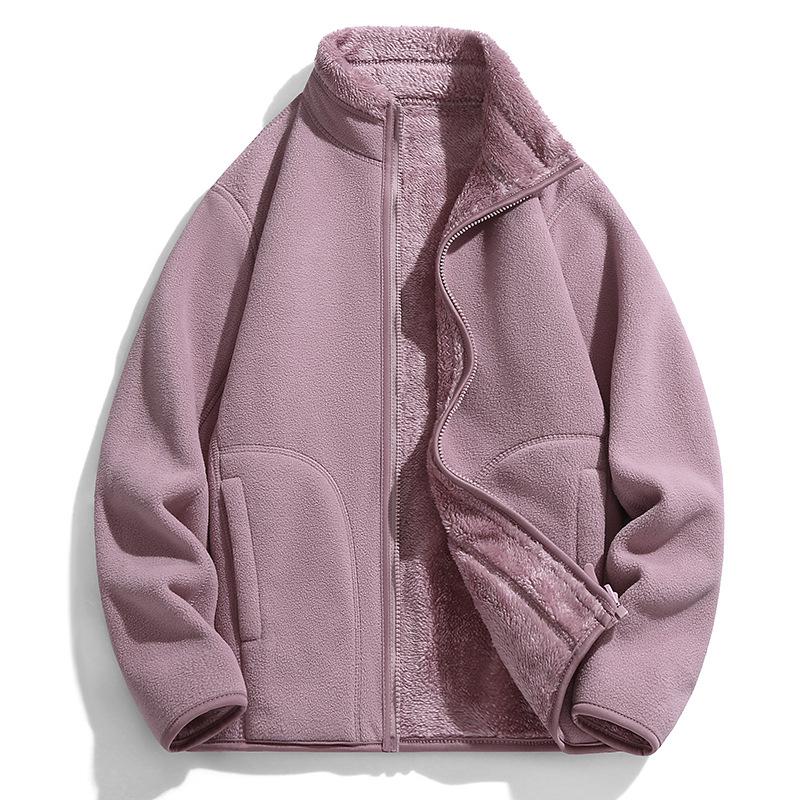 Fleece Women's Outdoor Clothing Fashion Versatile Winter Leisure Sports Thickening Double-Sided Warm Coat Female Jacket