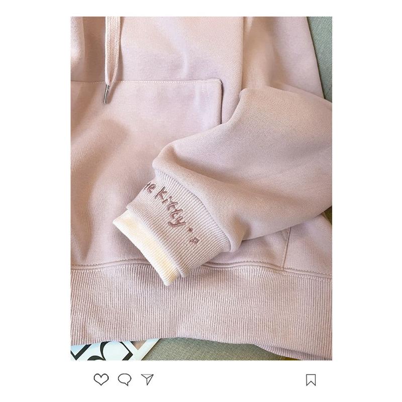 Módní Volná Ležérní Vyšívaná Sametová Mikina Dámská Teplá Zesílená Bunda s Kapucí