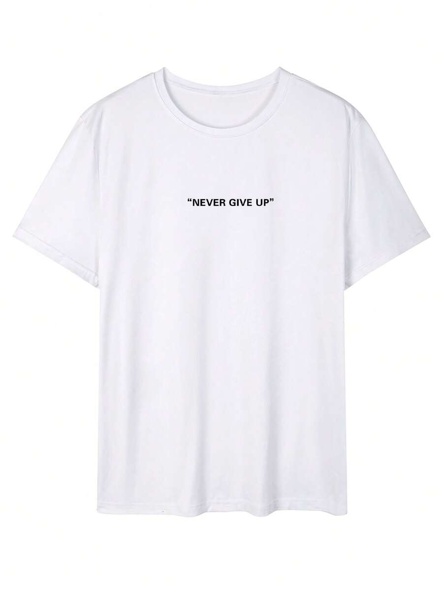 

Unisex s Slogan Print Crew Neck Loose Casual Short Sleeve T-Shirt XXL