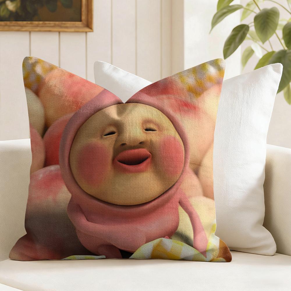 KKobito ZZukan Peach Cushion Cover Eco Linen Pillow Case DoubleSided Print Breathable Durable Zipper Home Decor Gift