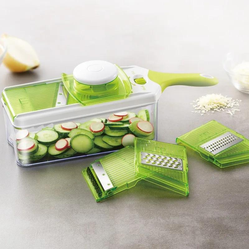 Cook'art - Slicy_express - Green - Adjustable 4-in-1 Mandoline - 1.5 L Container - BPA Free