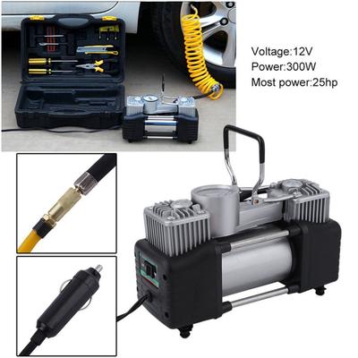60L/min 300W 150PSI Auto-Luftkompressor Reifen 12V Edelstahl Doppelzylinder Inflator Hochleistungs-Autoreifen-Füllpumpe