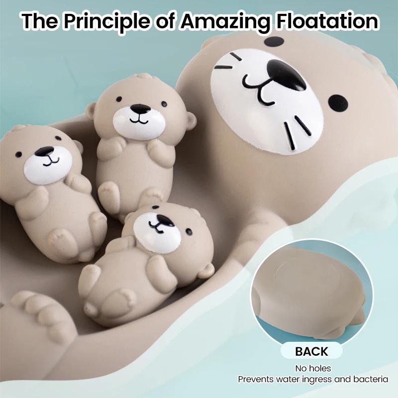 Non-Toxic Otter Bath Toy Set Playset Tub Toy 1 Mother Otter And 3 Baby Otters Water Toy Bathtub Otter Toy Family Floating Toy For Babies
