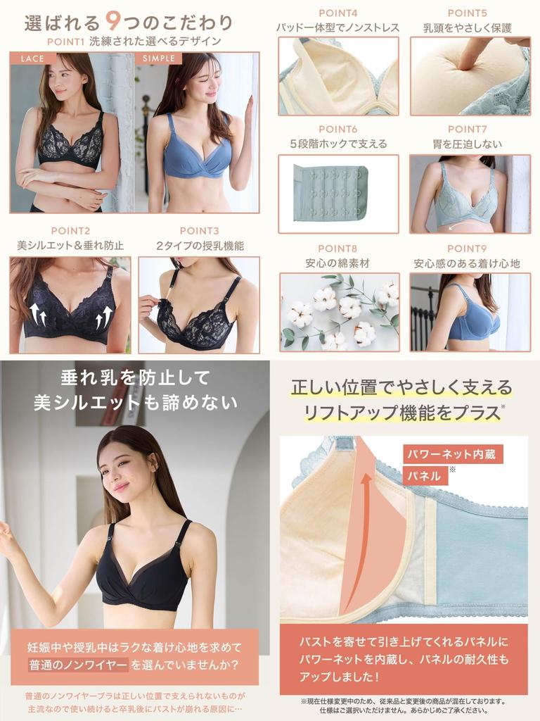 Maternity Nursing Supervised by a Midwifery Made with Fits with Gummy for and Mama Fluffy Black Lace [ANGELIEBE] Bra, Bra, Clinic, Moms, Soft, Candy,