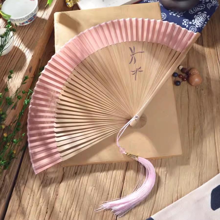 Retro Chinese Folding Fan for Women, Ancient Style, Pure Pigment Color, Women's Spray Painted Dragonfly, 7 ", New, Summer