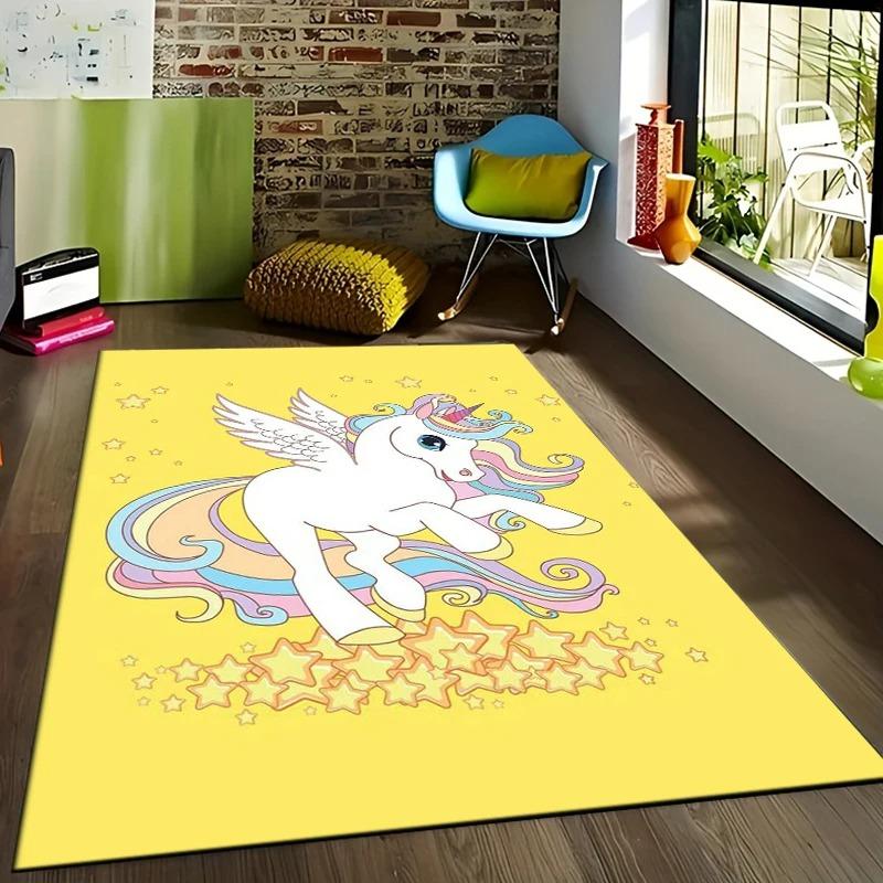 Unicorn Rainbow Carpet Mat Rug Stars Hearts Cartoon Fairy Tale Girls Bedroom Home Decoration Floor Mat Bedroom Decor Home Mat