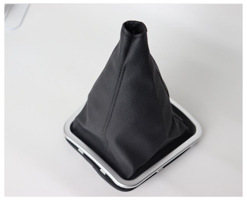 Black Leather Gear Shift Knob Cover with Silver Trim for Lifan 520 Cars