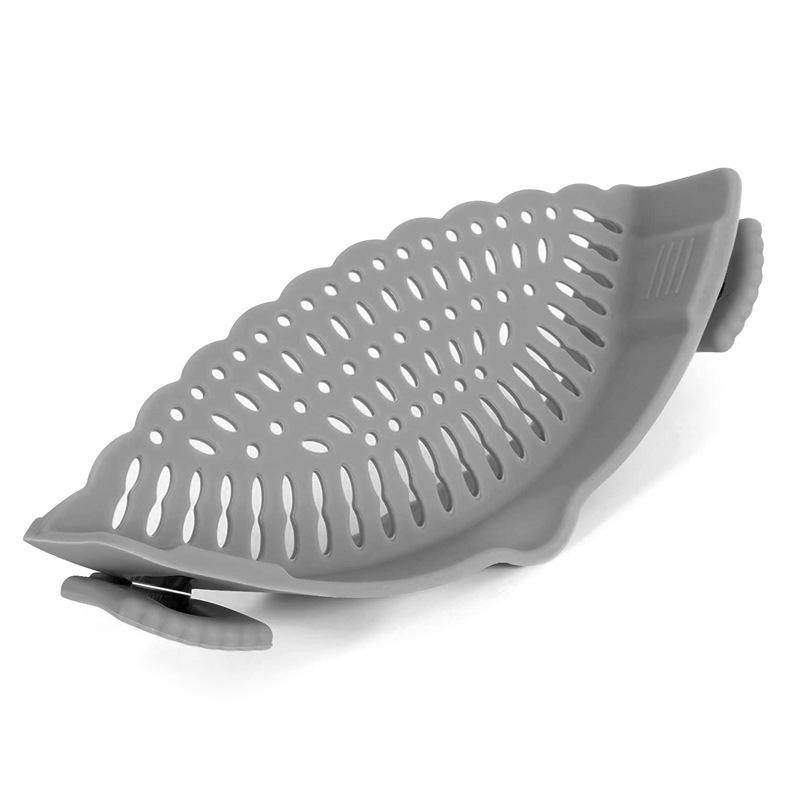 

Clip On Pot Strainer Kitchen Food Strainer Plastic Pasta Strainer for Pots and Pans Vegetable Meat Fruit Drainer Kitchen Colander Tool серый