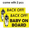 1step2dream Funny Baby on Board Bumper Sticker 2Pcs, Car Essentials | Back off Sign and Reflective See-Through When Driving in the Dark | 7 x 5