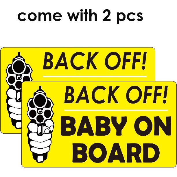 1step2dream Funny Baby on Board Bumper Sticker 2Pcs, Car Essentials | Back off Sign and Reflective See-Through When Driving in the Dark | 7 x 5