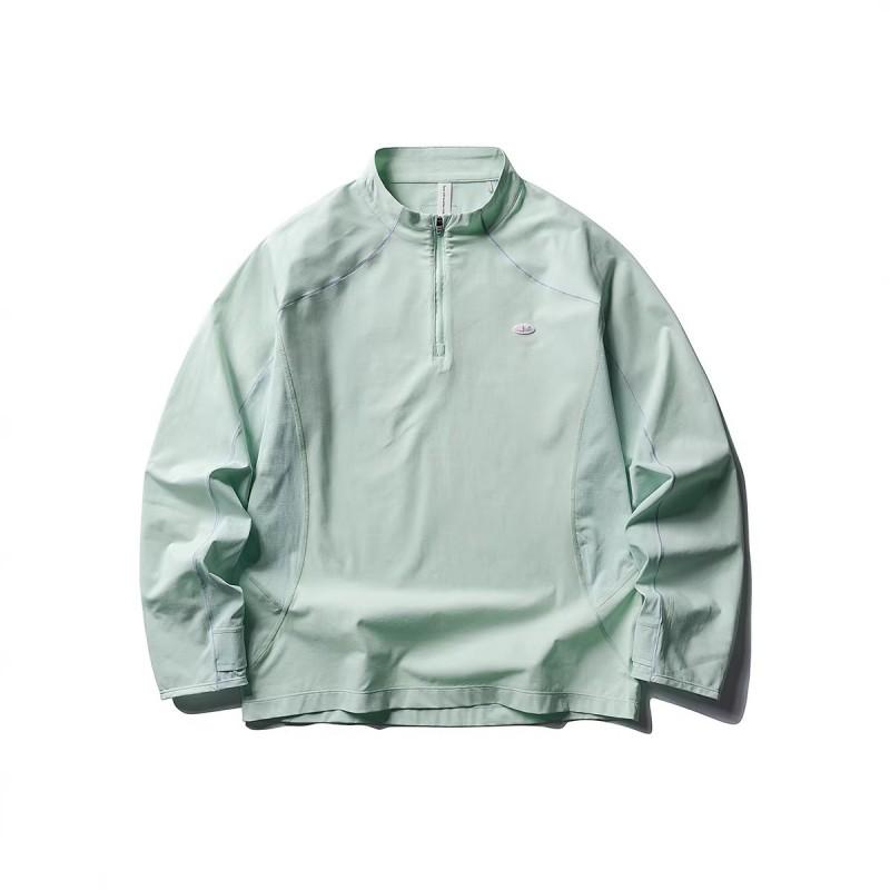 Mens Womens Quick Dry Long Sleeve T-Shirt With Half Zip Collar Loose Fit UV Protection Hiking Sport Shirt