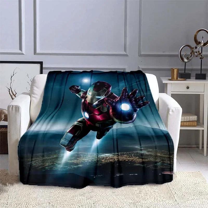 Iron Man Printed Blanket Children Adult Blanket Soft and Warm Bedding for Bed Sofa Outdoor Travel Cover Blanket