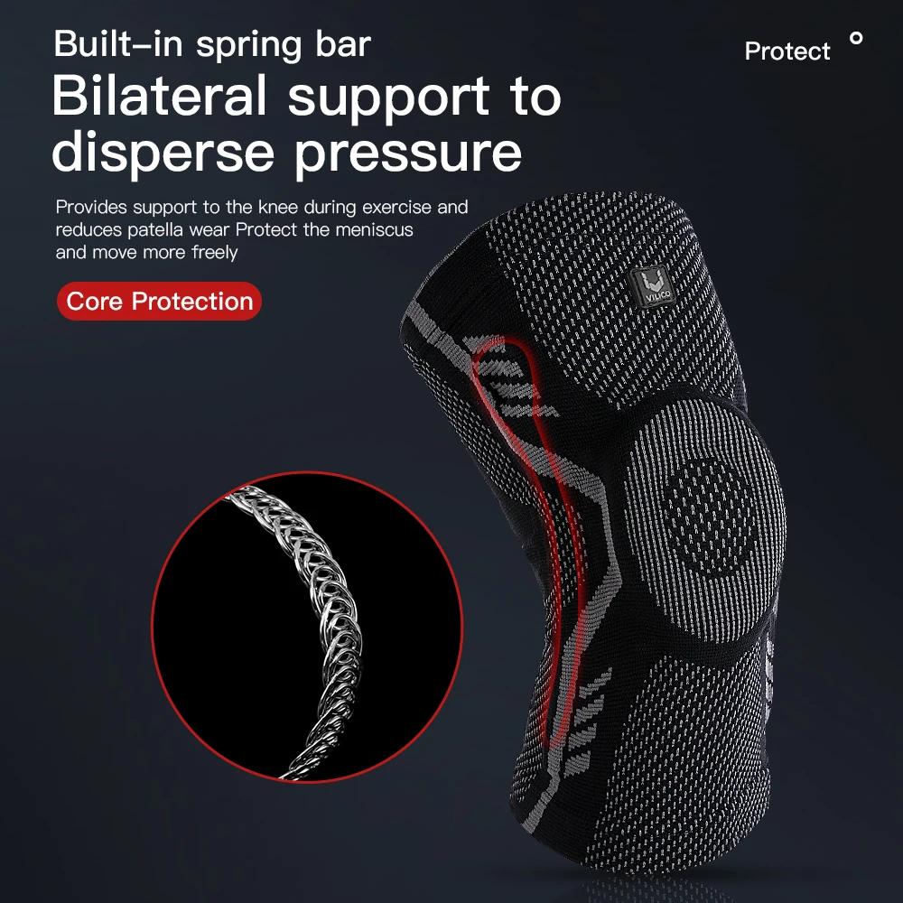 1 Piece Knee Brace Silicone Pads Spring Support High Elastic Breathable Knee Sleeves Protect Meniscus Basketball Sports Guard
