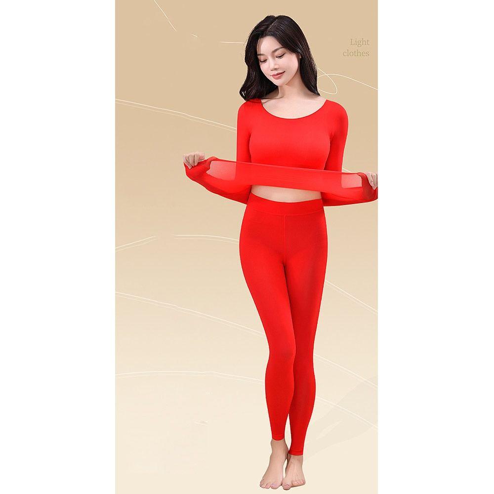 Ultra-Thin Women Base Layer Winter Warm Top & Bottom Set 2Pcs Thermal Long Johns