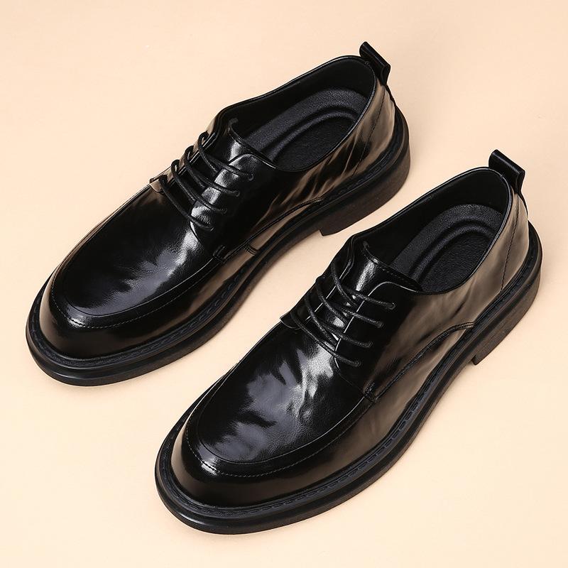 Leather shoes men's 2025 new business dress genuine leather men's leather shoes casual thick-soled breathable soft-faced British wedding shoes