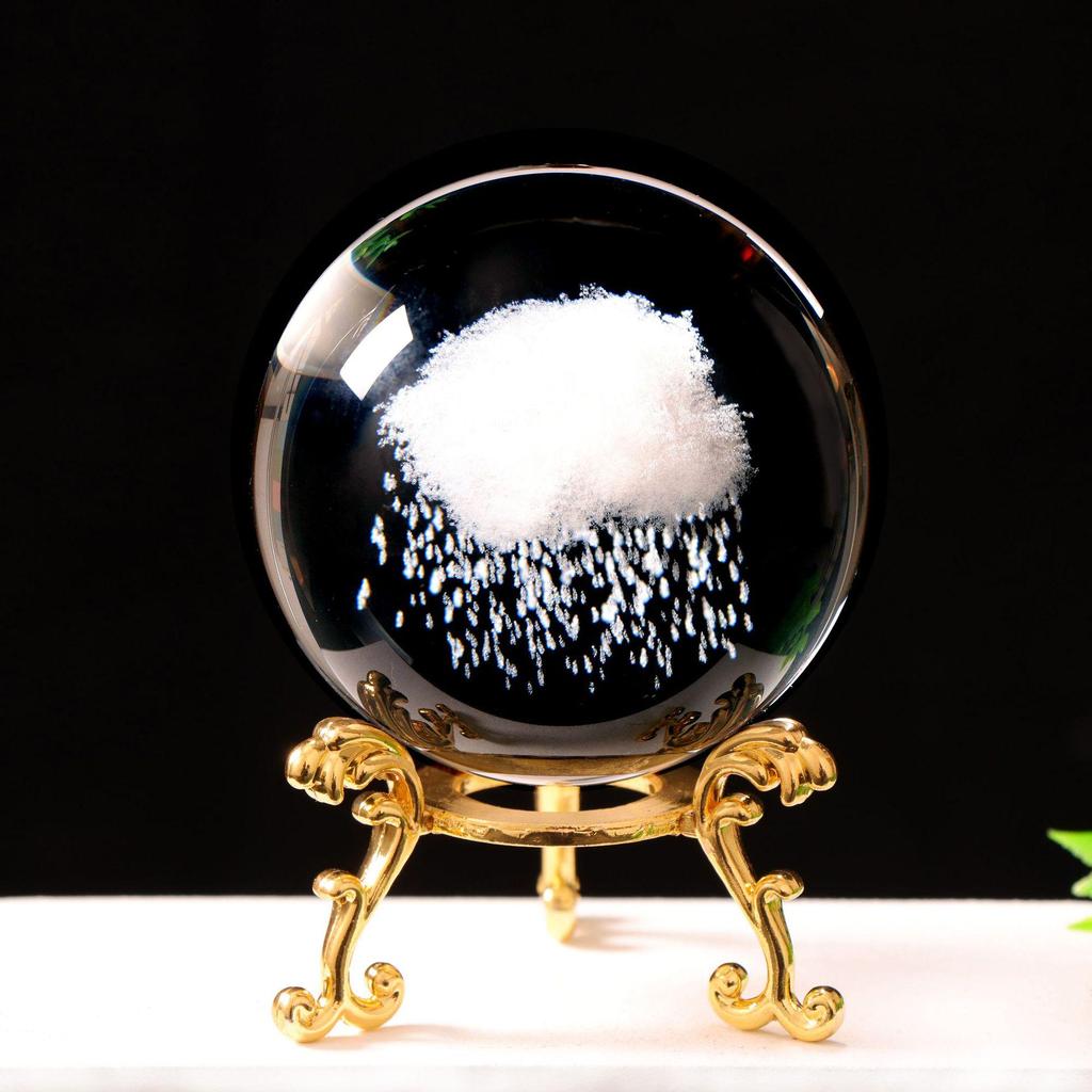 3D Laser-Engraved Crystal Ball: Galaxy Rose & Little Prince Gift