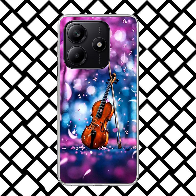 Music Violin Phone Case for Xiaomi Redmi Note 15 14 14S 13 12 12S 11 Pro Plus 11E 11T 11S 10S 5G Soft Cover Fundas Redmi Note 14