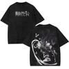Gothic Washed Frieren Beyond Journey's End Printed T‑Shirt Anime Manga Retro Graphic Oversized Short Sleeve Casual Streetwear Cotton Tee For Men Women