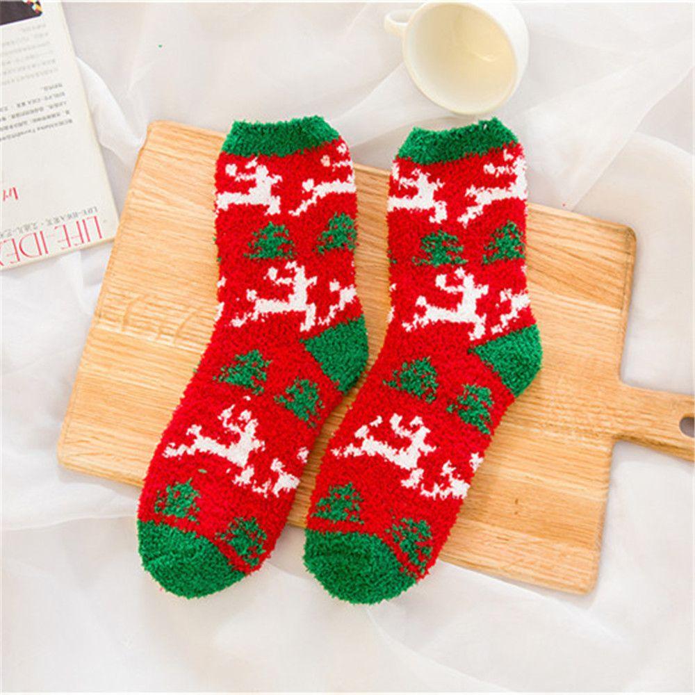 Christmas Women's Socks Coral Fleece Floor Cute Socks Winter Warm Fluffy Floor Socks Xmas Gifts