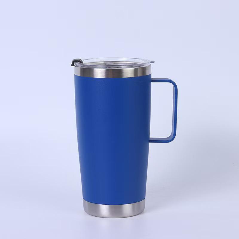 20oz Powder-Coated Stainless Steel Insulated Cup with Handle - Outdoor Ice Buster, Large Capacity 20oz without Straw