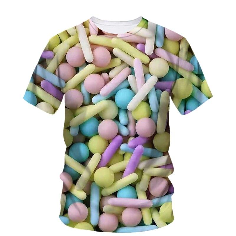 Modne nowe, oryginalność Pill Graphic T-shirty dla mężczyzn Casual Artystyczny trend osobowości Zabawne drukowane koszulki z krótkim rękawem i okrągłym dekoltem