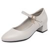 One-word buckle work shoes women's white leather shoes nurse professional single shoes soft sole comfortable women's shoes are not tired