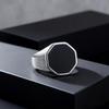 Stylish Punk Geometric Hexagon Stainless Steel Smooth Signet Ring Fashion Minimalist Jewelry for Men Father's Day Gifts
