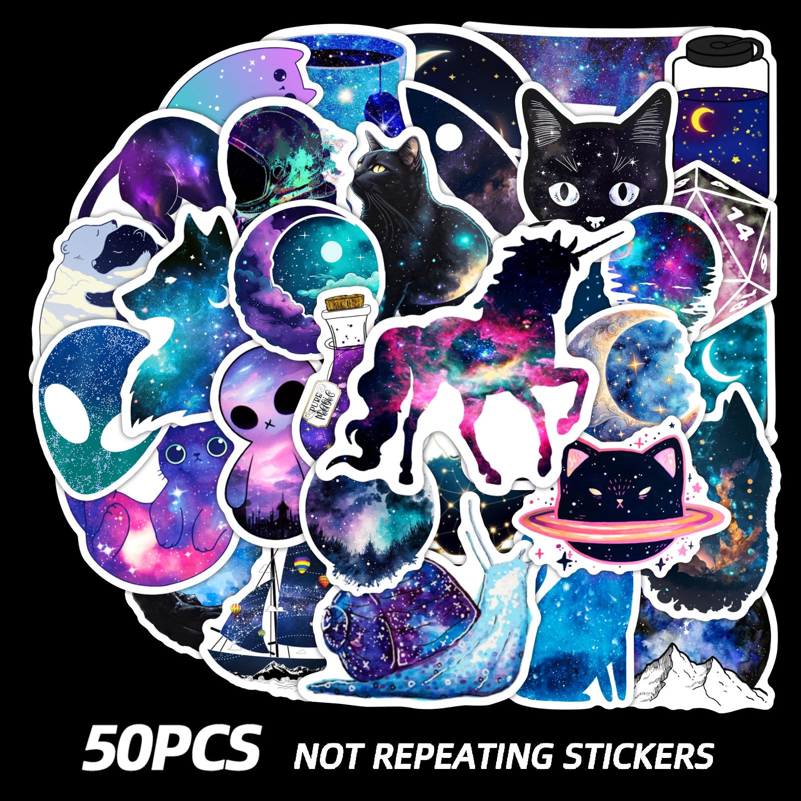 50 Beautiful Cartoon Unicorn Starry Sky Graffiti Stickers - Waterproof for Phone, Guitar, Tablet, Laptop 50 Unique Pieces
