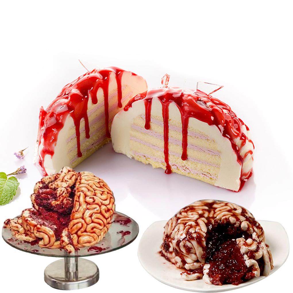 Human Brain Shape Pan Baking Silicone Halloween Cake Mold Pudding Jello Dessert Bread Mold
