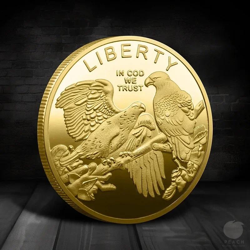 Souvenir Coin American Eagle of Liberty Commemorative Coin Double Eagle Lucky Gold Silver Coin Commemorative Medal