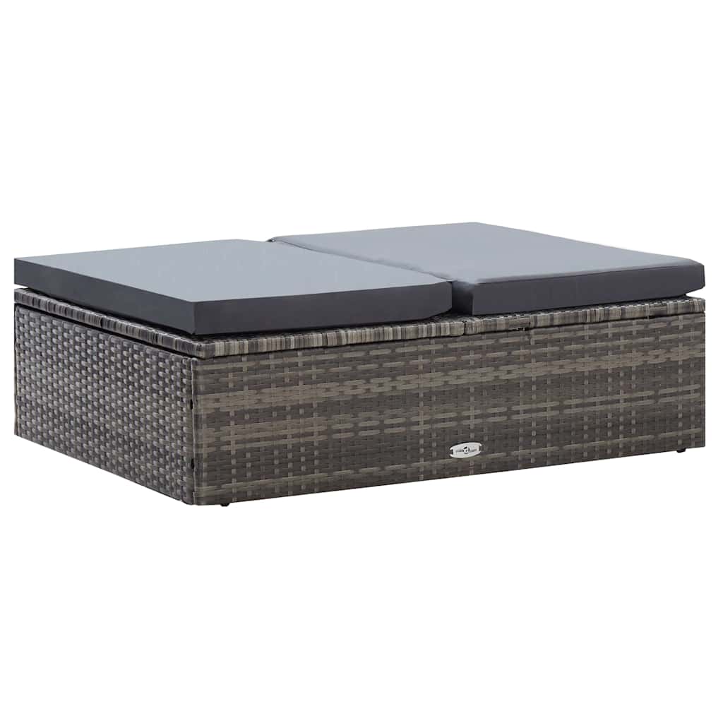 2 Piece Garden Lounge Set with Cushions Poly Rattan Gray