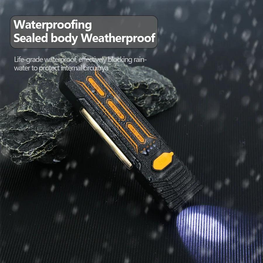 Outdoor LED High Gloss Flashlight Home Long-range Portable Type-C Charging Side Red Blue Warning Emergency Light Flashlight