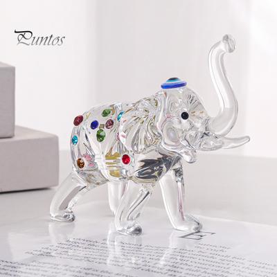 Faux Crystal Elephant Ornament Clear Elephant Figurine Good Luck Gift Tabletop Mini Elephant Sculpture for Office Bedroom Living Room