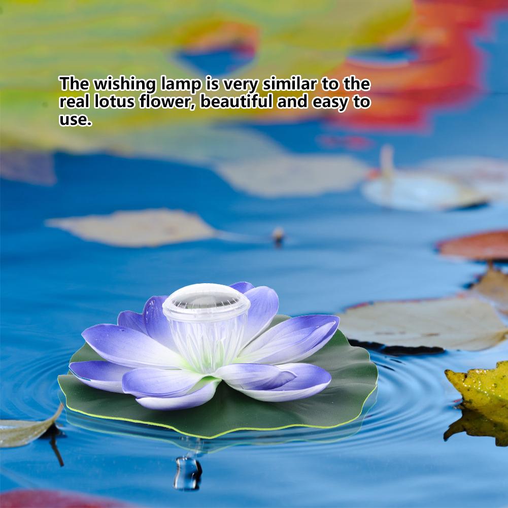 Solar Pond Pool Lights LED Color Changing Lotus Flower Waterproof  Floating LampPurple