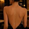 Thin Body Chain Rhinestone Waterdrop Back Chain, Bridal Wedding Backless Dress Backdrop Women Waist Necklace, Adjustable Sexy Jewelry for Tassel