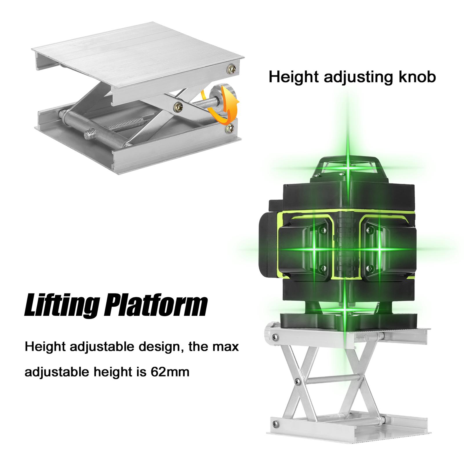 Aluminum Alloy Laser Level Lifting Platform Bracket Leveling Machine Lift Stand 62mm Height Adjustable Aluminum alloy