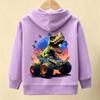 Spring and Summer Children's Fun Dinosaur Car Casual Hooded Sweatshirt - Boys' and Girls' Round Neck Cute Breathable Top