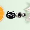 Cartoon Black Cat Enamel Pins Fishbone Funny CP Combo Cute Animal Brooches Lapel Backpack Badge Fashion Jewelry Gift for Friends